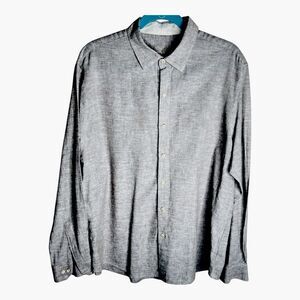 Tasso Elba Men's Luxury Linen Blend Casual Button Up Shirt Long Sleeve Tan Sz L